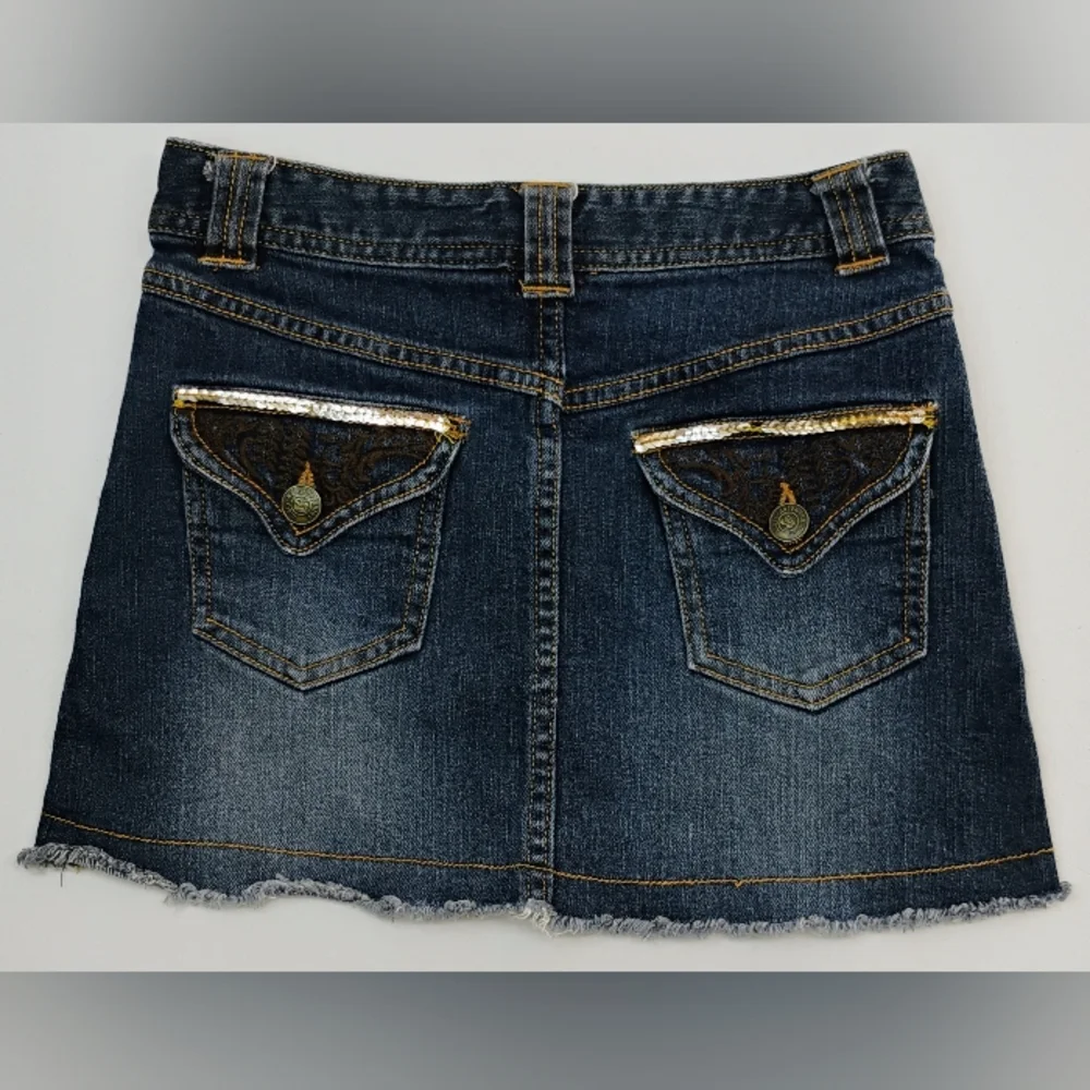 Mary Kate & Ashley Denim Skirt Distressed Girl's Sz 10 Embellishments Sequins